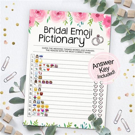 Diy Bridal Shower Game Instant Digital Download Bridal Emoji Pictionary