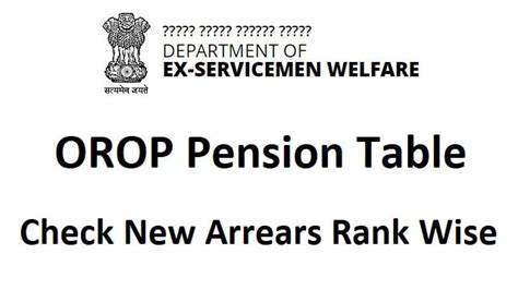 OROP Pension Table Check Arrears Rank Wise Payment Desw Gov In