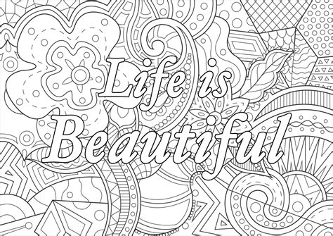 Get This Printable Adult Coloring Pages Quotes Life Is Beautiful
