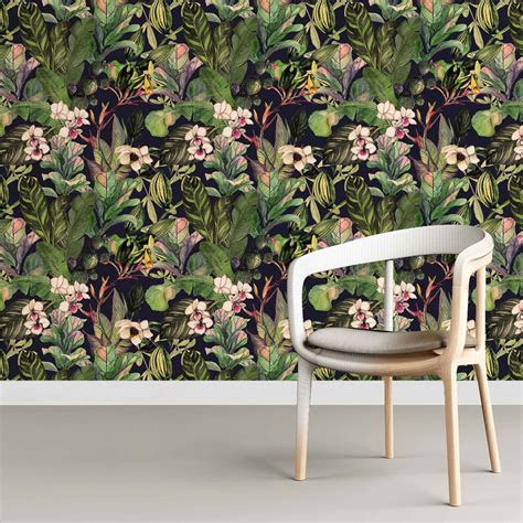 Botanical Greenery Tropical Peel And Stick Wallpaper Etsy Espa A