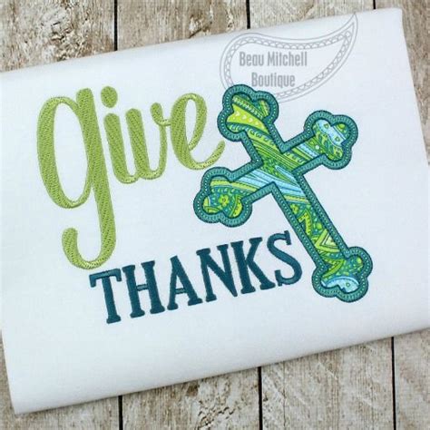 Give Thanks Cross Applique Beau Mitchell Boutique Cross Applique