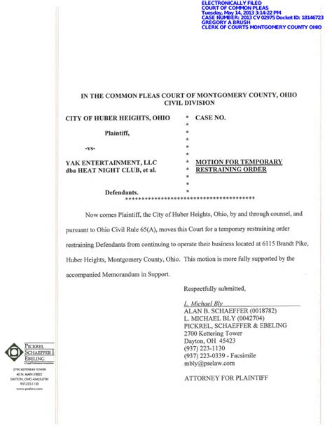 Motion Temporary Restraining Order Motion For Temporary Restraining