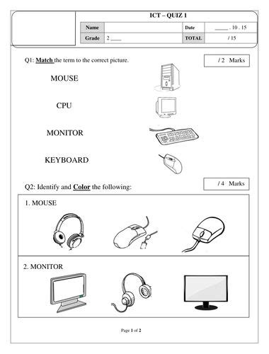 Parts Of A Computer Worksheet Teaching Resources Elementary