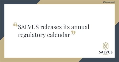 Salvus Releases Its Annual Regulatory Calendar Salvus Funds