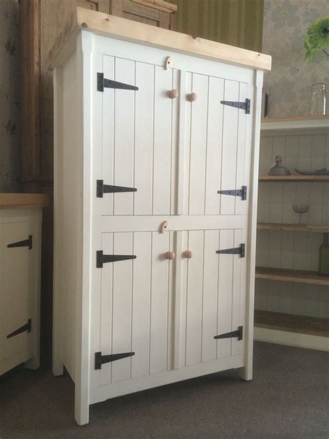 Tall units like this is perfect for storing ironing boards and standing/stick vacuum cleaners. Rustic Wooden Pine Freestanding Kitchen Handmade Cupboard Unit Pantry Larder | Pantry storage ...