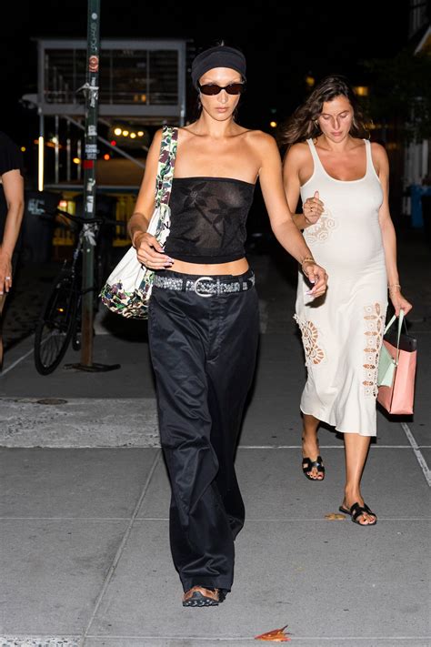 Bella Hadid Goes Sheer Daring As She Steps Out Braless Under Her See