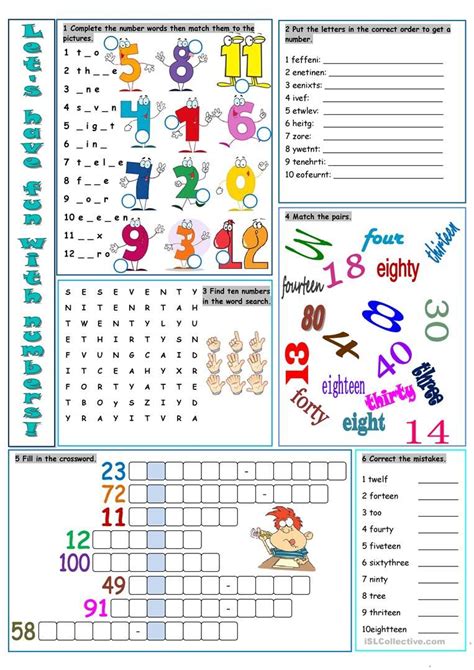 Lets Have Fun With Numbers Worksheet Free Esl Printable Worksheets