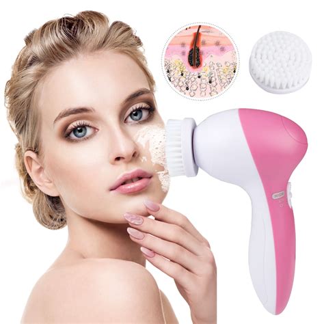 imountek 5 in 1 electric facial cleansing brush set waterproof face spin cleaning brush with 5