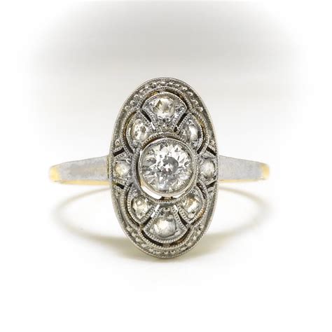 Antique 1900s Diamond Ring Art Nouveau 39ct Tw Old European Rose