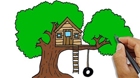 How To Draw A Treehouse Easy Step By Step So Easy Simple Drawings For