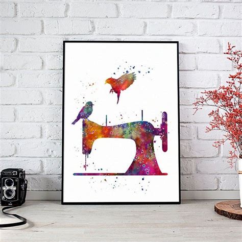 Sewing Room Wall Art Sewing Machine Watercolor Print Craft Etsy