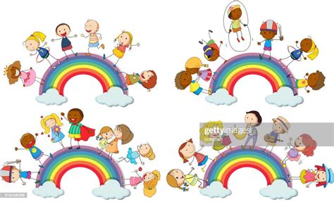 Kids Standing On Rainbow High Res Vector Graphic Getty Images