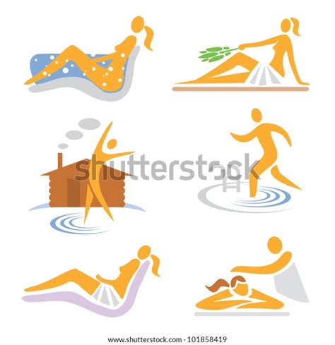 Set Wellness Sauna Spa Massage Icons Stock Vector Royalty Free 101858419 Shutterstock