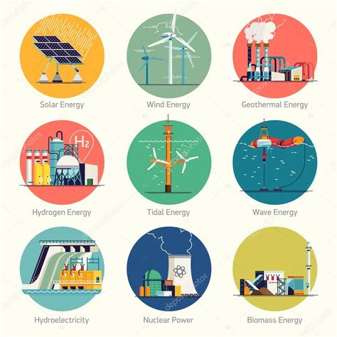 Electricity generation plans and sources Stock Vector Image by ©masha