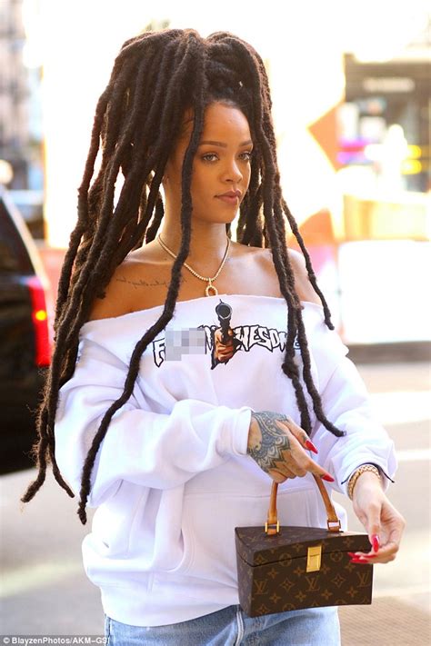 Rihanna Rocks New Dreadlocks And Off The Shoulder Sweater In New York
