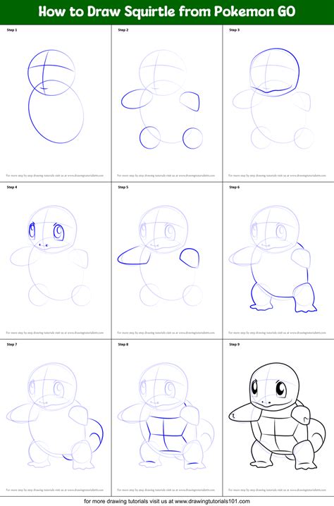 How To Draw Squirtle From Pokemon Go Printable Step By Step Drawing 1a4