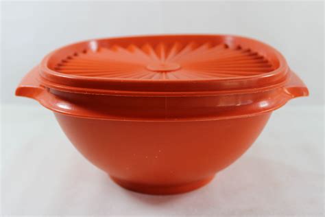 Vintage Tupperware Orange Servalier Bowl 838 With Lid Vintage