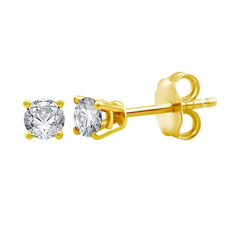 10k Yellow Gold 025 Cttw Diamond Stud Earrings