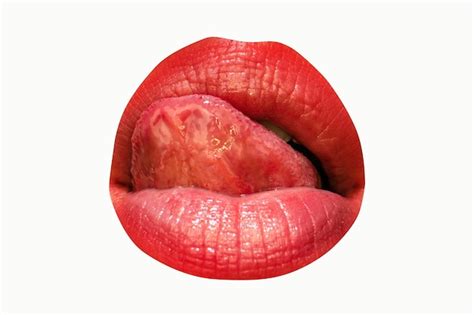 Premium Photo Isolated Woman Mouth With Tongue Licking Sexy Lips With