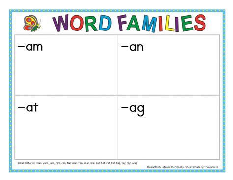 cookie sheet activities volume 6 word families make