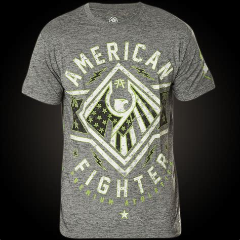 American fighter shirts have intricate graphic designs and come in many colours on ebay. American Fighter Hartfield with logo prints