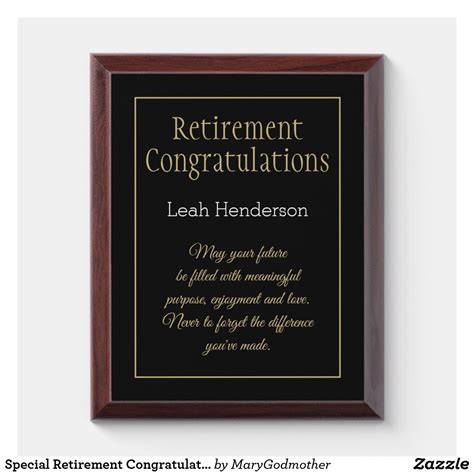 Special Retirement Congratulations T Plaque Zazzle Retirement