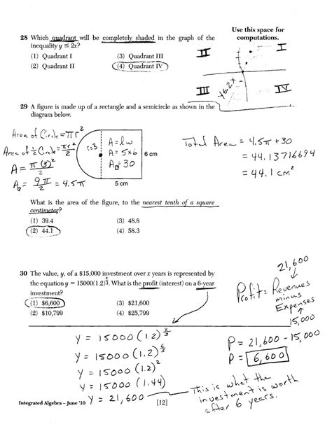 Algebra 1 Regents Answer Key