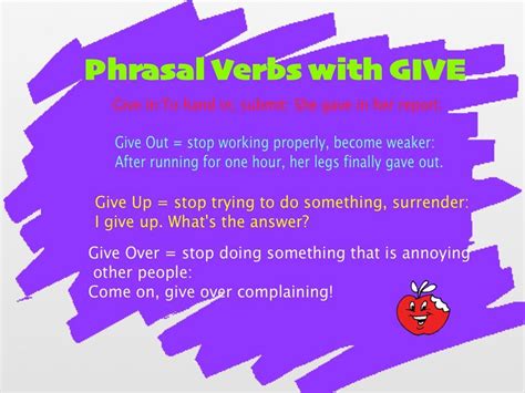 Phrasal Verbs With Give Learn English Teaching English Verb