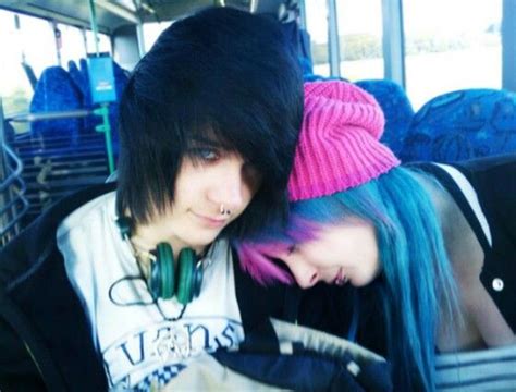 aww ♡ cute emo couples scene couples emo guys anime couples piercing tattoo piercings emo