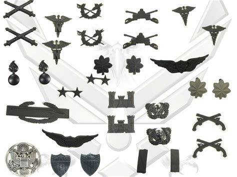 Wholesale Lot Of 32 Ea Military Subdued Uniform Insignia Pins Different