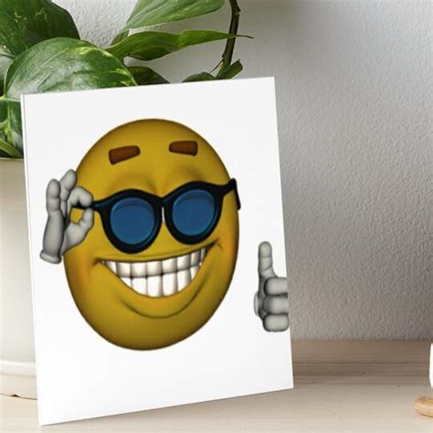 Smiley Face Sunglasses Thumbs Up Emoji Meme Face Art Board Print By