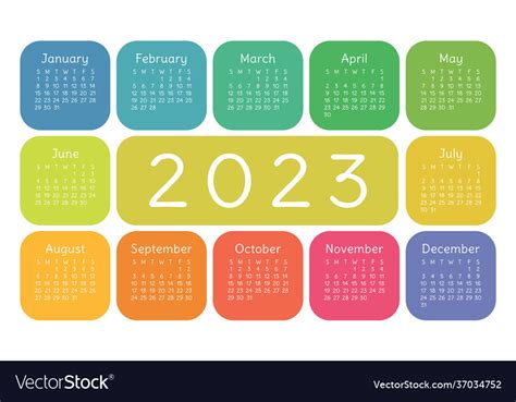 Colorful Year 2023 And Year 2024 Calendar Horizontal Vector Design Images