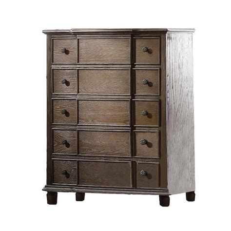 Acme Furniture Baudouin 5 Drawer Weathered Oak Chest Of Drawer 50 In X 18 40 In 26116 The