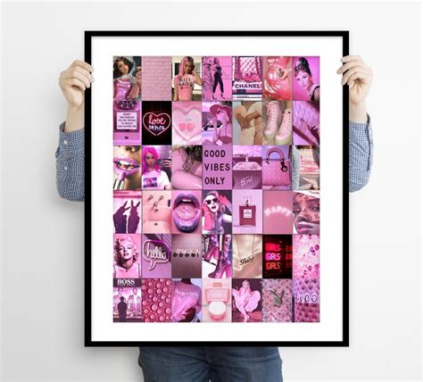 Boujee Pink Aesthetic Wall Collage Kit Pink Wall Collage Etsy
