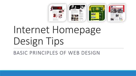 Internet Homepage Design Tips Basic Principles Of Web Design