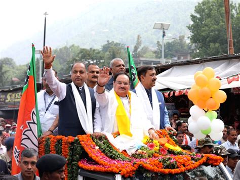 bjp national president jp nadda during a roadshow