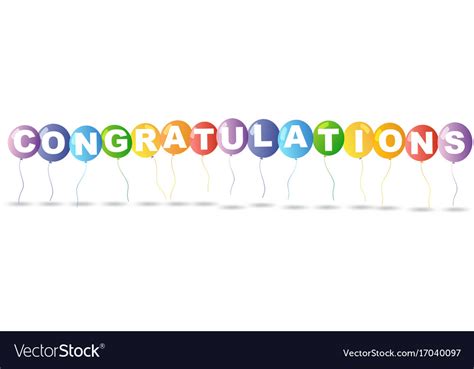 Colorful Balloons And Word Congratulations Vector Image
