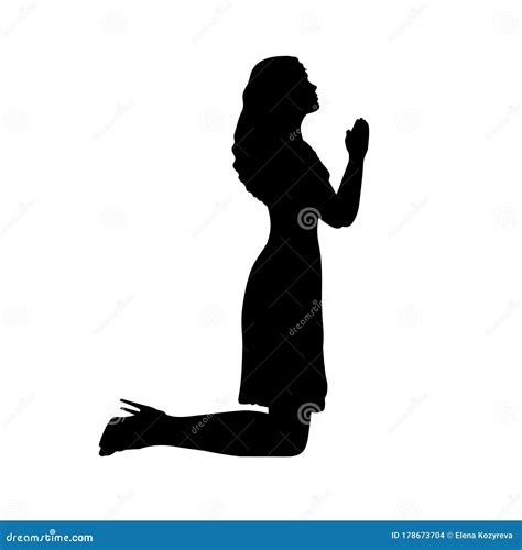 Silhouette Woman Kneeling Praying Vector Illustration Cartoondealer