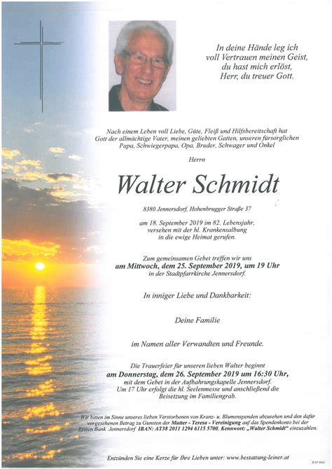 Walter Schmidt Bestattung Leiner Eu
