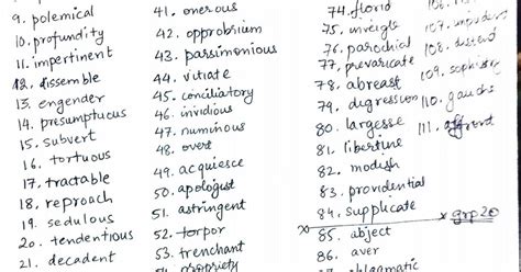 List Of Hard Vocab Words Rgre