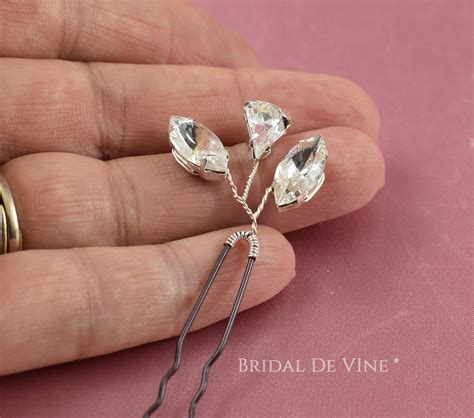 3 Sparkly Silver Bridal Wedding Hair Pins Bridal De Vine