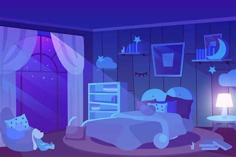 Kids Bedroom Night Time View Pre Designed Photoshop Graphics