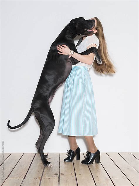 Woman And Her Big Dog By T Rex And Flower Big Dog Stocksy United