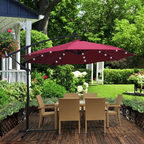 Outdoor Umbrella10 Ft Patio Backyard Umbrella With Solar Lights Heavy