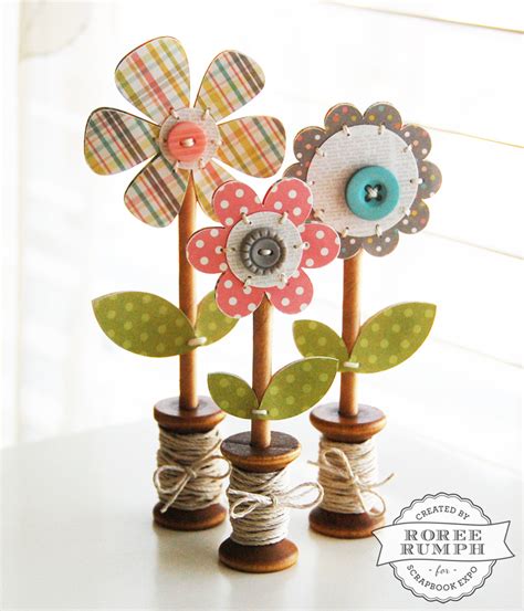 Wooden Spool Flowers Stamp And Scrapbook Expo