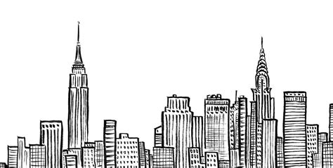 New York City Skyline Nyc Empire City Drawing Line Art
