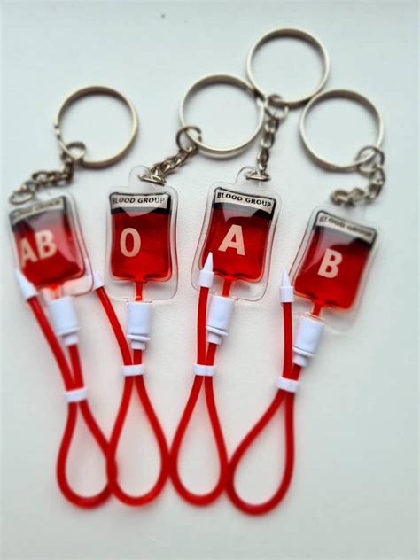 Blood Pack Keychain Transfusion Bag Keychain Blood Group Etsy