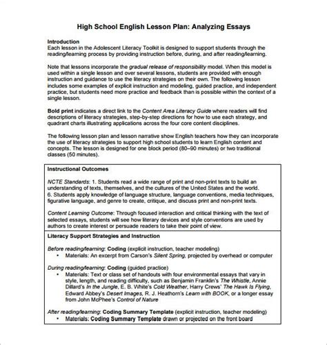 High School Lesson Plan Template 13 Pdf Word Format Download