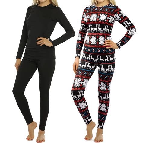 Buy Womens Thermal Underwear Set Long Johns With Fleece Lined 2 Sets