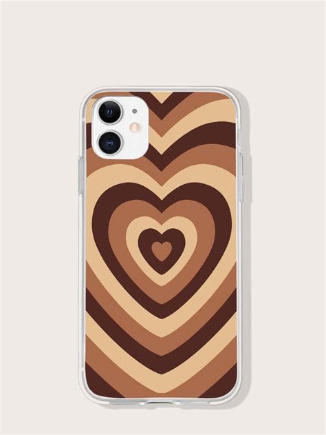 Heart Pattern Iphone Case Shein Usa In 2021 Orange Phone Case Shop